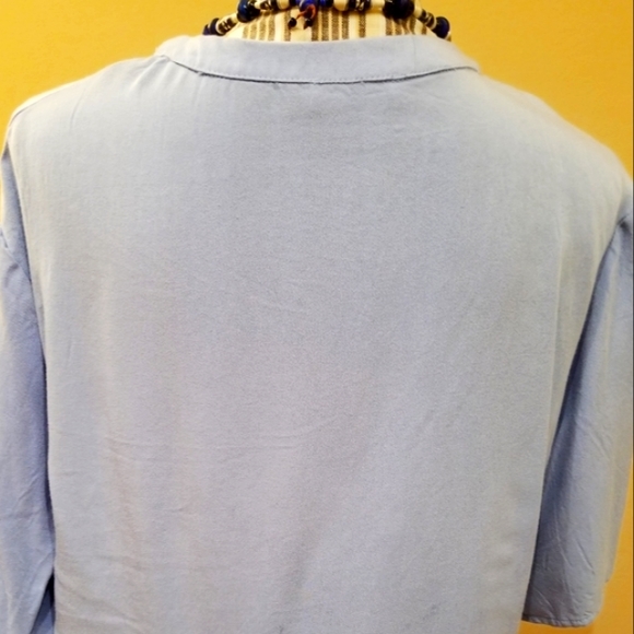 Chloe & Katie Light Blue Button Down V Top - Picture 3 of 8